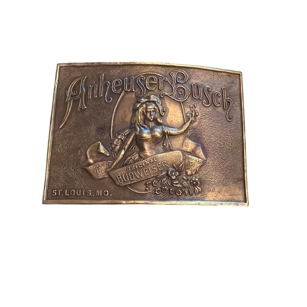 Vintage Anheuser Busch Budweiser Brass Buckle Lady of the Lake St Louis B-168
